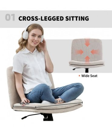 HOMCOM Criss Cross Chair with Wheels, No Arms - Beige