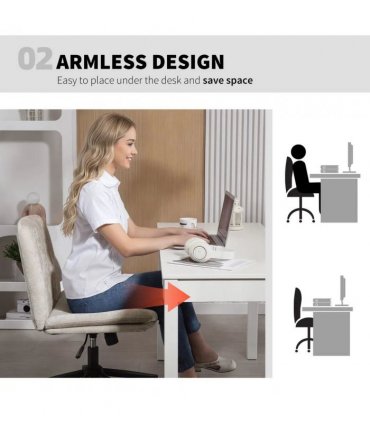HOMCOM Criss Cross Chair with Wheels, No Arms - Beige