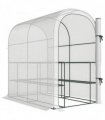 Outsunny Walk-in Greenhouse with Shelves, Small Greenhouse with PE Cover and Roll-up Door, 123 x 187 x 189 cm, White