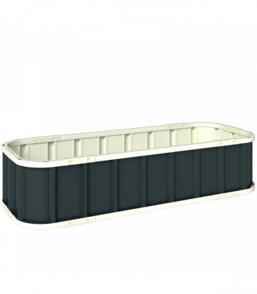 Outsunny Galvanised Raised Garden Bed, 4.5 x 2 x 1 ft Metal Planter with Gloves and Folded Edging, Dark Grey