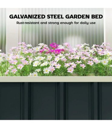 Outsunny Galvanised Raised Garden Bed, 4.5 x 2 x 1 ft Metal Planter with Gloves and Folded Edging, Dark Grey