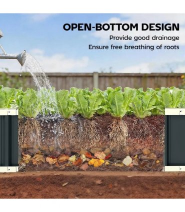 Outsunny Galvanised Raised Garden Bed, 4.5 x 2 x 1 ft Metal Planter with Gloves and Folded Edging, Dark Grey