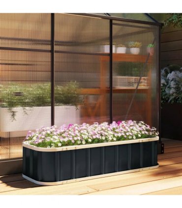 Outsunny Galvanised Raised Garden Bed, 4.5 x 2 x 1 ft Metal Planter with Gloves and Folded Edging, Dark Grey