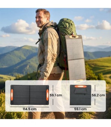 HOMCOM 100W Portable Solar Panel, Foldable Solar Charger with USB-A & USB-C Fast Charging Output, IP67 Waterproof for Mobile Phone Power Bank Flashlight Fans Camping Backpacking Hiking