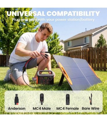 HOMCOM 100W Portable Solar Panel, Foldable Solar Charger with USB-A & USB-C Fast Charging Output, IP67 Waterproof for Mobile Phone Power Bank Flashlight Fans Camping Backpacking Hiking