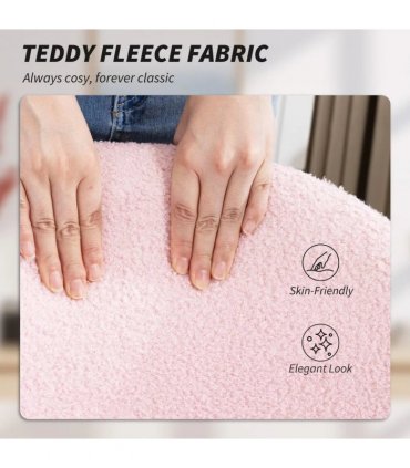 HOMCOM Teddy Fleece Office Chair with Wheels - Light Pink