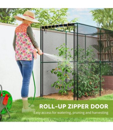 Outsunny Fruit Cage Bird Netting, Brassica Cage Plant Protection Tent with Zipped Door, Anti Bird, Insects, Small Animals, Black