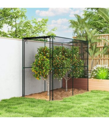 Outsunny Fruit Cage Bird Netting, Brassica Cage Plant Protection Tent with Zipped Door, Anti Bird, Insects, Small Animals, Black