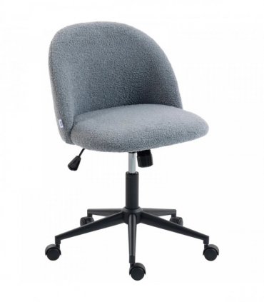 HOMCOM Teddy Fleece Office Chair with Wheels - Grey