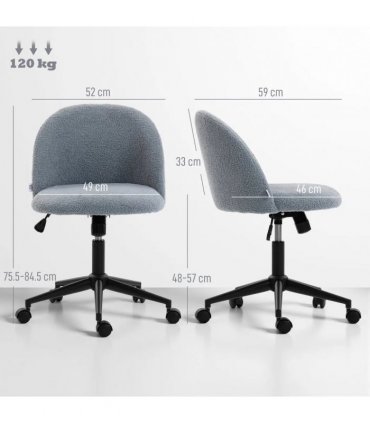 HOMCOM Teddy Fleece Office Chair with Wheels - Grey