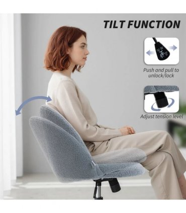 HOMCOM Teddy Fleece Office Chair with Wheels - Grey