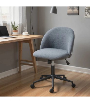 HOMCOM Teddy Fleece Office Chair with Wheels - Grey