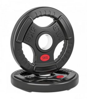 SPORTNOW Olympic Weight Plates, 2"/5cm Weight Disc Pair with Tri-Grips, 2 x 5kg Dumbbell Plates for Weightlifting and Strength Training Home Gym Fitness Workout, Black