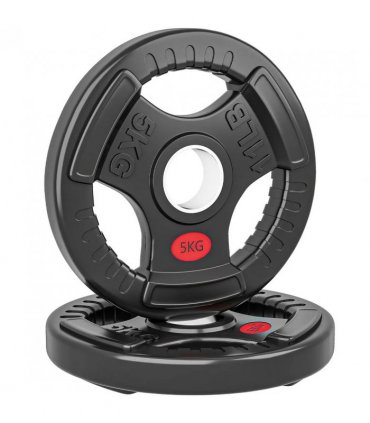SPORTNOW Olympic Weight Plates, 2"/5cm Weight Disc Pair with Tri-Grips, 2 x 5kg Dumbbell Plates for Weightlifting and Strength Training Home Gym Fitness Workout, Black