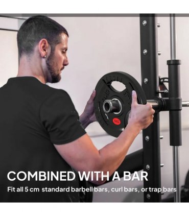 SPORTNOW Olympic Weight Plates, 2"/5cm Weight Disc Pair with Tri-Grips, 2 x 5kg Dumbbell Plates for Weightlifting and Strength Training Home Gym Fitness Workout, Black