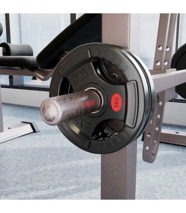 SPORTNOW Olympic Weight Plates, 2"/5cm Weight Disc Pair with Tri-Grips, 2 x 5kg Dumbbell Plates for Weightlifting and Strength Training Home Gym Fitness Workout, Black