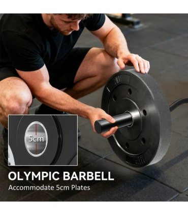 SPORTNOW 4ft Olympic EZ Curl Bar, Barbell Bar for 2" Weight Plates with Non-Slip Hand Grip 120cm