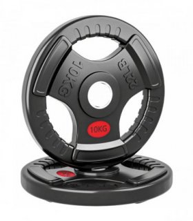 SPORTNOW Olympic Weight Plates, 2"/5cm Weight Disc Pair with Tri-Grips, 2 x 10kg Dumbbell Plates for Weightlifting and Strength Training Home Gym Fitness Workout, Black