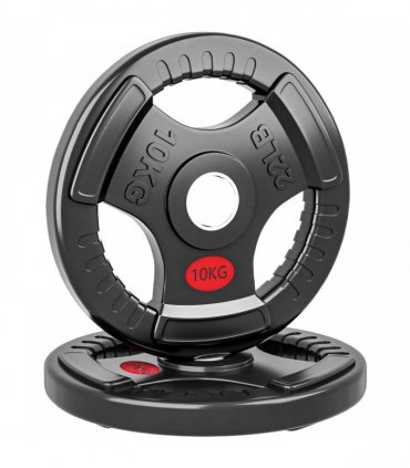 SPORTNOW Olympic Weight Plates, 2"/5cm Weight Disc Pair with Tri-Grips, 2 x 10kg Dumbbell Plates for Weightlifting and Strength Training Home Gym Fitness Workout, Black