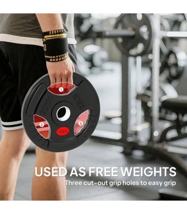 SPORTNOW Olympic Weight Plates, 2"/5cm Weight Disc Pair with Tri-Grips, 2 x 10kg Dumbbell Plates for Weightlifting and Strength Training Home Gym Fitness Workout, Black