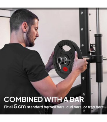 SPORTNOW Olympic Weight Plates, 2"/5cm Weight Disc Pair with Tri-Grips, 2 x 10kg Dumbbell Plates for Weightlifting and Strength Training Home Gym Fitness Workout, Black