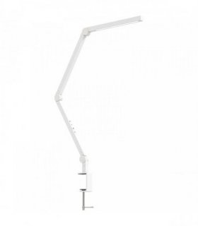 HOMCOM LED Desk Lamp, Dimmable Desk Light with Swing Arm and Clamp, Adjustable Eye-Caring Table Lamp with 2 Colour Modes & 5 Brightness Levels for Study, Drawing, Office, Architect, Task, White