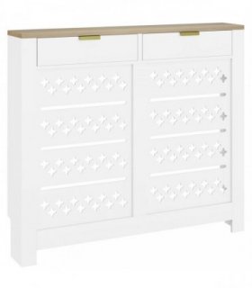 HOMCOM 108 x 19 cm Minimal Radiator Cover, with 2 Drawers - White