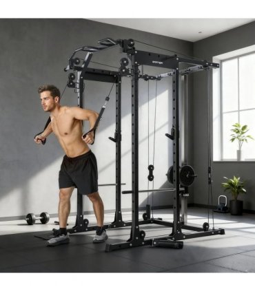 SPORTNOW Cable Crossover Machine, with Lat-Pull Down System