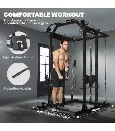 SPORTNOW Cable Crossover Machine, with Lat-Pull Down System
