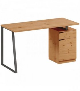 HOMCOM Computer Desk, Writing Desk with Cabinet, Drawer, Metal Legs, Work Table for Home Office Study, Natural Wood Finish