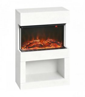 HOMCOM 19" Electric Fireplace with Surround, 3D Flame Effect, 6 Colours & 3 Brightness Levels, 1000W/2000W White Electric Fire and Mantel Reach up to 30? Space with Remote & Timer, 3 Sided View