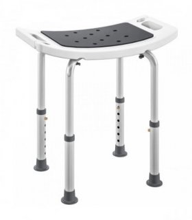 HOMCOM Shower Chair, Adjustable Height Shower Stool with Aluminium Frame and Non-Slip Feet, Bathtub Stool Seat with Padded Seat for Elderly Disabled Handicap, Grey