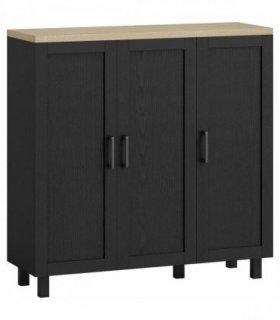 HOMCOM Sideboard Buffet Cabinet, Kitchen Storage Cabinet with 3 Doors and Adjustable Shelves for Living Room, Kitchen, Black