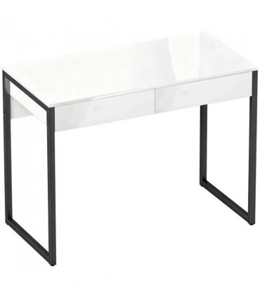 HOMCOM High Gloss Work Table, with Drawers - White
