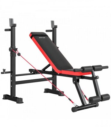 SPORTNOW Adjustable Weight Bench with Squat Rack and Dip Stand