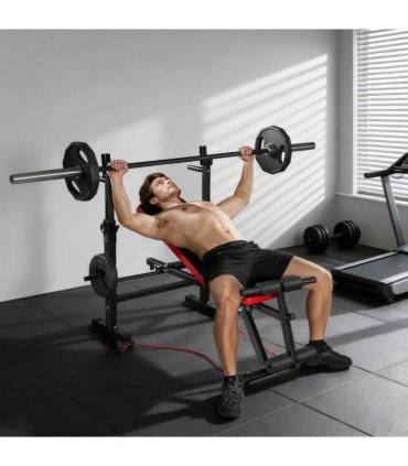 SPORTNOW Adjustable Weight Bench with Squat Rack and Dip Stand