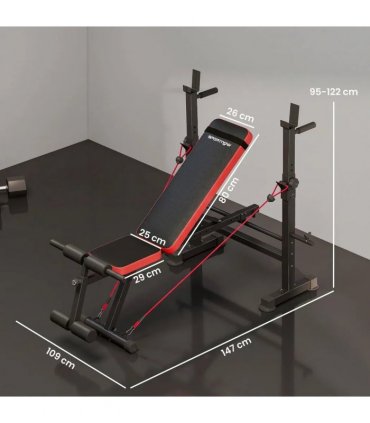 SPORTNOW Adjustable Weight Bench with Squat Rack and Dip Stand