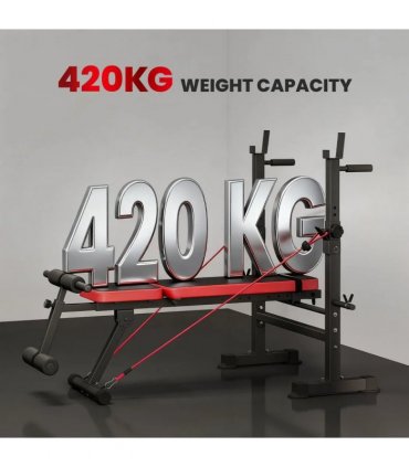 SPORTNOW Adjustable Weight Bench with Squat Rack and Dip Stand