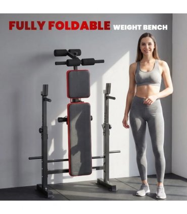 SPORTNOW Adjustable Weight Bench with Squat Rack and Dip Stand