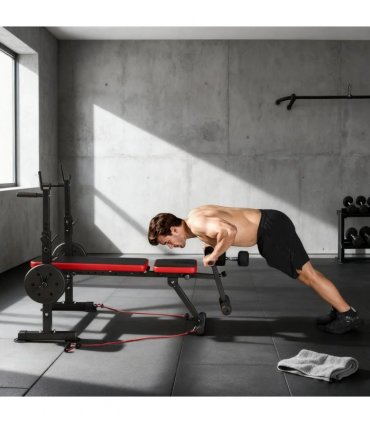 SPORTNOW Adjustable Weight Bench with Squat Rack and Dip Stand