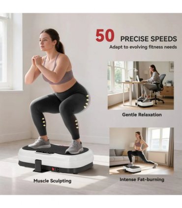 SPORTNOW Vibration Plate, with Adjustable/Removable Handle, Preset Modes, 50 Speeds