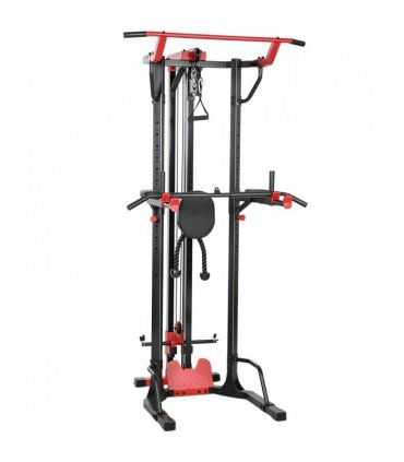 SPORTNOW Power Tower with Lat Pull Down Machine, Pull Up Bar, Dip Station, Adjustable Height Power Pack for Home Gym