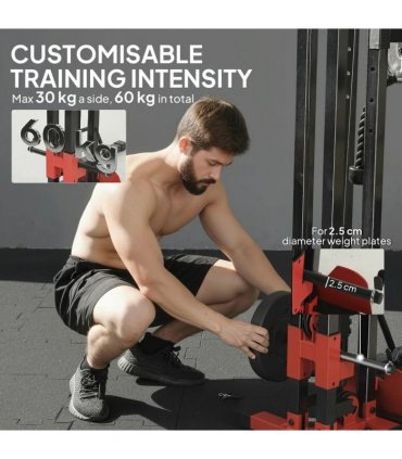 SPORTNOW Power Tower with Lat Pull Down Machine, Pull Up Bar, Dip Station, Adjustable Height Power Pack for Home Gym