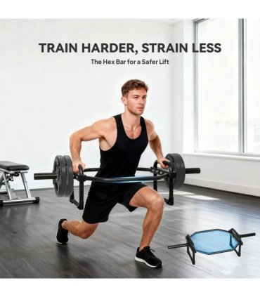 SPORTNOW Olympic Trap Bar, 2" Hex Barbell Bar with 300kg Capacity for Deadlifts, Shrugs, Squats and Farmer Walks
