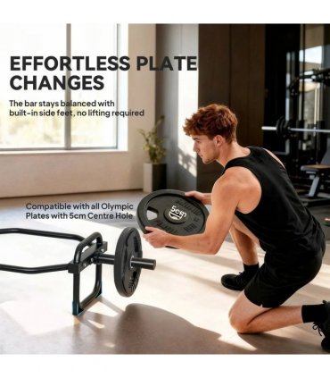 SPORTNOW Olympic Trap Bar, 2" Hex Barbell Bar with 300kg Capacity for Deadlifts, Shrugs, Squats and Farmer Walks