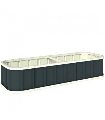Outsunny Galvanised Raised Garden Bed, 5 x 2 x 1 ft Metal Planter with Gloves and Folded Edging, Dark Grey
