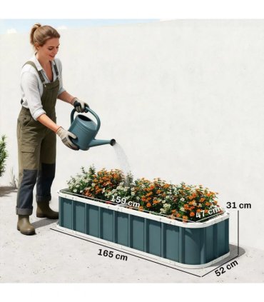 Outsunny Galvanised Raised Garden Bed, 5 x 2 x 1 ft Metal Planter with Gloves and Folded Edging, Dark Grey