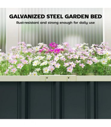 Outsunny Galvanised Raised Garden Bed, 5 x 2 x 1 ft Metal Planter with Gloves and Folded Edging, Dark Grey