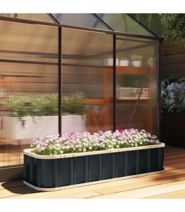 Outsunny Galvanised Raised Garden Bed, 5 x 2 x 1 ft Metal Planter with Gloves and Folded Edging, Dark Grey