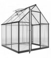 Outsunny 6 x 5.5ft Polycarbonate Greenhouse, Quick Setup Walk in Green House, Push Door, Adjustable Roof Vent, Rain Gutter, Black